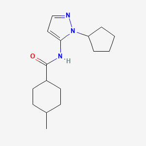 molecular formula C16H25N3O B3809064 trans-N-(1-cyclopentyl-1H-pyrazol-5-yl)-4-methylcyclohexanecarboxamide 