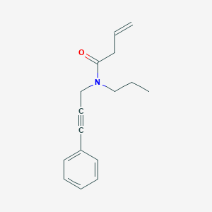 molecular formula C16H19NO B3809072 (2E)-N-(3-phenylprop-2-yn-1-yl)-N-propylbut-2-enamide 