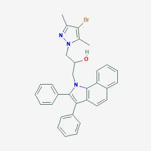 molecular formula C32H28BrN3O B380908 1-(4-bromo-3,5-dimethyl-1H-pyrazol-1-yl)-3-(2,3-diphenyl-1H-benzo[g]indol-1-yl)propan-2-ol 
