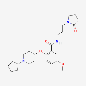 molecular formula C25H37N3O4 B3809087 2-[(1-cyclopentyl-4-piperidinyl)oxy]-5-methoxy-N-[3-(2-oxo-1-pyrrolidinyl)propyl]benzamide 