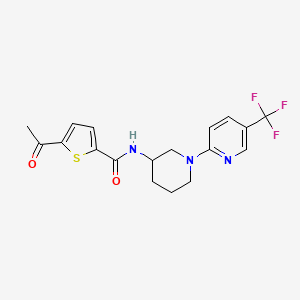 molecular formula C18H18F3N3O2S B3809125 5-acetyl-N-{1-[5-(trifluoromethyl)-2-pyridinyl]-3-piperidinyl}-2-thiophenecarboxamide 