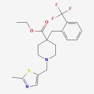 molecular formula C21H25F3N2O2S B3809147 ethyl 1-[(2-methyl-1,3-thiazol-5-yl)methyl]-4-[2-(trifluoromethyl)benzyl]-4-piperidinecarboxylate 
