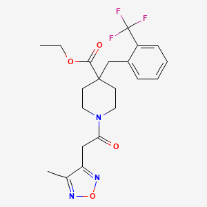 molecular formula C21H24F3N3O4 B3809159 ethyl 1-[(4-methyl-1,2,5-oxadiazol-3-yl)acetyl]-4-[2-(trifluoromethyl)benzyl]-4-piperidinecarboxylate 