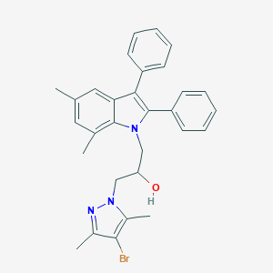 molecular formula C30H30BrN3O B380917 1-(4-bromo-3,5-dimethyl-1H-pyrazol-1-yl)-3-(5,7-dimethyl-2,3-diphenyl-1H-indol-1-yl)propan-2-ol 