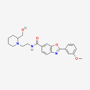 molecular formula C23H27N3O4 B3809173 N-{2-[2-(hydroxymethyl)-1-piperidinyl]ethyl}-2-(3-methoxyphenyl)-1,3-benzoxazole-6-carboxamide 