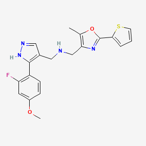 1-[5-(2-fluoro-4-methoxyphenyl)-1H-pyrazol-4-yl]-N-[(5-methyl-2-thiophen-2-yl-1,3-oxazol-4-yl)methyl]methanamine