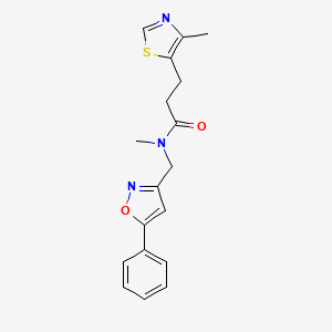 B3809194 N-methyl-3-(4-methyl-1,3-thiazol-5-yl)-N-[(5-phenylisoxazol-3-yl)methyl]propanamide CAS No. 1268990-41-5