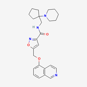 molecular formula C25H30N4O3 B3809203 5-[(5-isoquinolinyloxy)methyl]-N-{[1-(1-piperidinyl)cyclopentyl]methyl}-3-isoxazolecarboxamide 