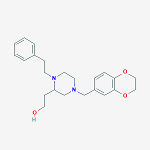 molecular formula C23H30N2O3 B3809215 2-[4-(2,3-dihydro-1,4-benzodioxin-6-ylmethyl)-1-(2-phenylethyl)-2-piperazinyl]ethanol 