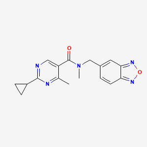 molecular formula C17H17N5O2 B3809227 N-(2,1,3-benzoxadiazol-5-ylmethyl)-2-cyclopropyl-N,4-dimethylpyrimidine-5-carboxamide 