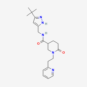 N-[(5-tert-butyl-1H-pyrazol-3-yl)methyl]-6-oxo-1-[2-(2-pyridinyl)ethyl]-3-piperidinecarboxamide