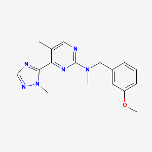 N-[(3-methoxyphenyl)methyl]-N,5-dimethyl-4-(2-methyl-1,2,4-triazol-3-yl)pyrimidin-2-amine