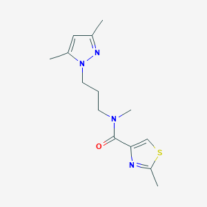 molecular formula C14H20N4OS B3809270 N-[3-(3,5-dimethyl-1H-pyrazol-1-yl)propyl]-N,2-dimethyl-1,3-thiazole-4-carboxamide 