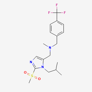molecular formula C18H24F3N3O2S B3809276 1-[1-isobutyl-2-(methylsulfonyl)-1H-imidazol-5-yl]-N-methyl-N-[4-(trifluoromethyl)benzyl]methanamine 
