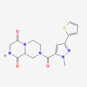 molecular formula C16H17N5O3S B3809284 8-{[1-methyl-3-(2-thienyl)-1H-pyrazol-5-yl]carbonyl}tetrahydro-2H-pyrazino[1,2-a]pyrazine-1,4(3H,6H)-dione 