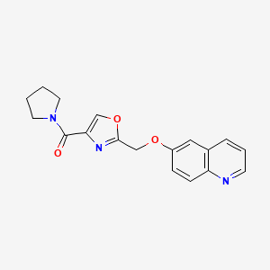 molecular formula C18H17N3O3 B3809303 6-{[4-(1-pyrrolidinylcarbonyl)-1,3-oxazol-2-yl]methoxy}quinoline 