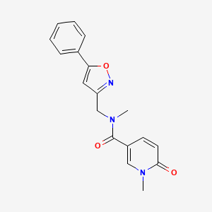 molecular formula C18H17N3O3 B3809311 N,1-dimethyl-6-oxo-N-[(5-phenylisoxazol-3-yl)methyl]-1,6-dihydropyridine-3-carboxamide 