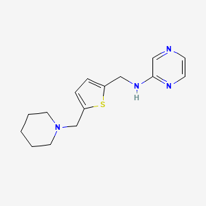 molecular formula C15H20N4S B3809321 N-{[5-(1-piperidinylmethyl)-2-thienyl]methyl}-2-pyrazinamine trifluoroacetate 