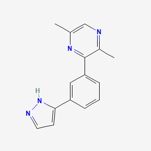 molecular formula C15H14N4 B3809333 2,5-dimethyl-3-[3-(1H-pyrazol-5-yl)phenyl]pyrazine 