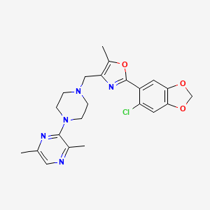 molecular formula C22H24ClN5O3 B3809381 3-(4-{[2-(6-chloro-1,3-benzodioxol-5-yl)-5-methyl-1,3-oxazol-4-yl]methyl}-1-piperazinyl)-2,5-dimethylpyrazine 