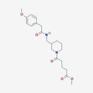 molecular formula C21H30N2O5 B3809382 methyl 5-[3-({[(4-methoxyphenyl)acetyl]amino}methyl)-1-piperidinyl]-5-oxopentanoate 