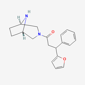 molecular formula C19H22N2O2 B3809391 rel-(1R,5S)-3-[3-(2-furyl)-3-phenylpropanoyl]-3,8-diazabicyclo[3.2.1]octane hydrochloride 