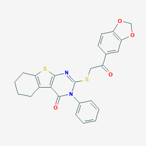 2-[2-(1,3-Benzodioxol-5-yl)-2-oxoethyl]sulfanyl-3-phenyl-5,6,7,8-tetrahydro-[1]benzothiolo[2,3-d]pyrimidin-4-one