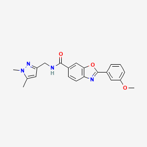 molecular formula C21H20N4O3 B3809421 N-[(1,5-dimethyl-1H-pyrazol-3-yl)methyl]-2-(3-methoxyphenyl)-1,3-benzoxazole-6-carboxamide 