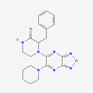molecular formula C20H23N7O2 B3809429 3-benzyl-4-[6-(1-piperidinyl)[1,2,5]oxadiazolo[3,4-b]pyrazin-5-yl]-2-piperazinone 