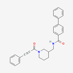 molecular formula C28H26N2O2 B3809437 N-{[1-(3-phenyl-2-propynoyl)-3-piperidinyl]methyl}-4-biphenylcarboxamide 