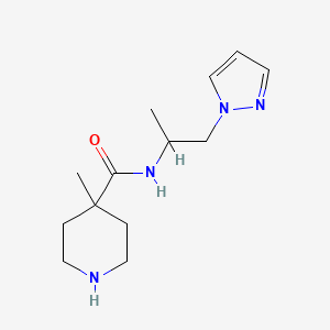 molecular formula C13H22N4O B3809444 4-methyl-N-[1-methyl-2-(1H-pyrazol-1-yl)ethyl]-4-piperidinecarboxamide trifluoroacetate 