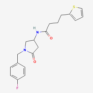 molecular formula C19H21FN2O2S B3809448 N-[1-(4-fluorobenzyl)-5-oxo-3-pyrrolidinyl]-4-(2-thienyl)butanamide 