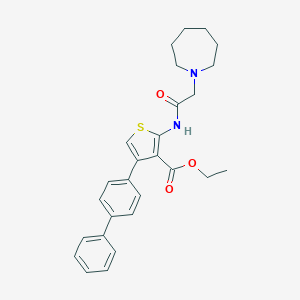 molecular formula C27H30N2O3S B380946 Ethyl 2-[(1-azepanylacetyl)amino]-4-[1,1'-biphenyl]-4-yl-3-thiophenecarboxylate 