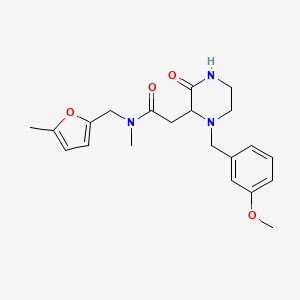 molecular formula C21H27N3O4 B3809473 2-[1-(3-methoxybenzyl)-3-oxo-2-piperazinyl]-N-methyl-N-[(5-methyl-2-furyl)methyl]acetamide 