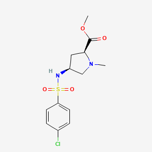 molecular formula C13H17ClN2O4S B3809488 methyl (2S,4S)-4-{[(4-chlorophenyl)sulfonyl]amino}-1-methylpyrrolidine-2-carboxylate 