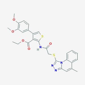 Ethyl 4-(3,4-dimethoxyphenyl)-2-({[(5-methyl[1,2,4]triazolo[4,3-a]quinolin-1-yl)sulfanyl]acetyl}amino)-3-thiophenecarboxylate