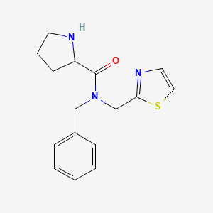 molecular formula C16H19N3OS B3809508 N-benzyl-N-(1,3-thiazol-2-ylmethyl)prolinamide hydrochloride 