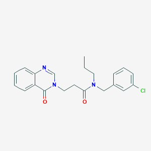 molecular formula C21H22ClN3O2 B3809512 N-(3-chlorobenzyl)-3-(4-oxoquinazolin-3(4H)-yl)-N-propylpropanamide 