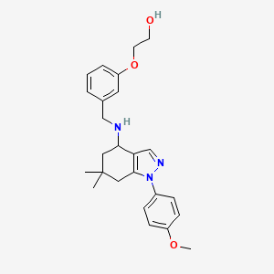 molecular formula C25H31N3O3 B3809518 2-[3-({[1-(4-methoxyphenyl)-6,6-dimethyl-4,5,6,7-tetrahydro-1H-indazol-4-yl]amino}methyl)phenoxy]ethanol 
