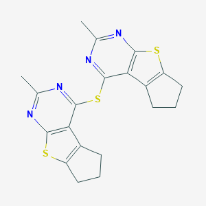 molecular formula C20H18N4S3 B380953 2-methyl-4-[(2-methyl-6,7-dihydro-5H-cyclopenta[4,5]thieno[2,3-d]pyrimidin-4-yl)sulfanyl]-6,7-dihydro-5H-cyclopenta[4,5]thieno[2,3-d]pyrimidine CAS No. 315678-52-5
