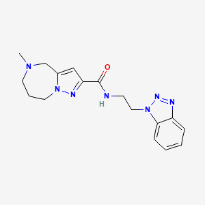 molecular formula C17H21N7O B3809545 N-[2-(1H-1,2,3-benzotriazol-1-yl)ethyl]-5-methyl-5,6,7,8-tetrahydro-4H-pyrazolo[1,5-a][1,4]diazepine-2-carboxamide 