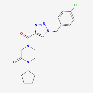 molecular formula C19H22ClN5O2 B3809575 4-{[1-(4-chlorobenzyl)-1H-1,2,3-triazol-4-yl]carbonyl}-1-cyclopentyl-2-piperazinone 