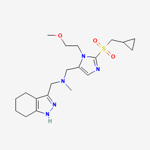 molecular formula C20H31N5O3S B3809587 1-[2-[(cyclopropylmethyl)sulfonyl]-1-(2-methoxyethyl)-1H-imidazol-5-yl]-N-methyl-N-(4,5,6,7-tetrahydro-1H-indazol-3-ylmethyl)methanamine 