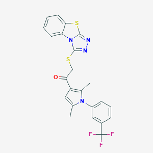 1-[2,5-Dimethyl-1-[3-(trifluoromethyl)phenyl]pyrrol-3-yl]-2-([1,2,4]triazolo[3,4-b][1,3]benzothiazol-1-ylsulfanyl)ethanone