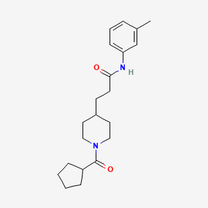 molecular formula C21H30N2O2 B3809613 3-[1-(cyclopentylcarbonyl)-4-piperidinyl]-N-(3-methylphenyl)propanamide 