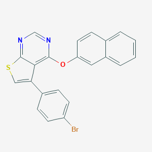molecular formula C22H13BrN2OS B380963 5-(4-Bromophenyl)-4-(2-naphthyloxy)thieno[2,3-d]pyrimidine 