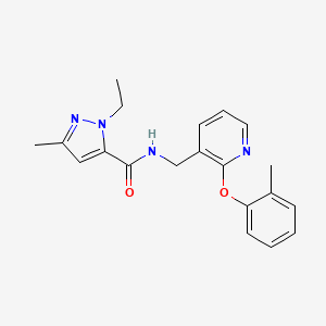 molecular formula C20H22N4O2 B3809647 1-ethyl-3-methyl-N-{[2-(2-methylphenoxy)-3-pyridinyl]methyl}-1H-pyrazole-5-carboxamide 