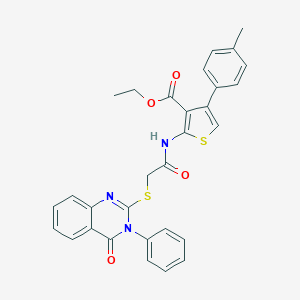 Ethyl 4-(4-methylphenyl)-2-({[(4-oxo-3-phenyl-3,4-dihydro-2-quinazolinyl)sulfanyl]acetyl}amino)-3-thiophenecarboxylate