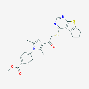 methyl 4-{3-[(6,7-dihydro-5H-cyclopenta[4,5]thieno[2,3-d]pyrimidin-4-ylsulfanyl)acetyl]-2,5-dimethyl-1H-pyrrol-1-yl}benzoate