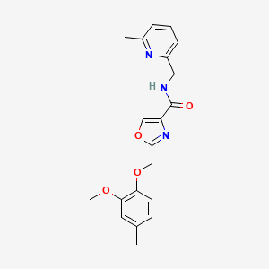 molecular formula C20H21N3O4 B3809699 2-[(2-methoxy-4-methylphenoxy)methyl]-N-[(6-methyl-2-pyridinyl)methyl]-1,3-oxazole-4-carboxamide 